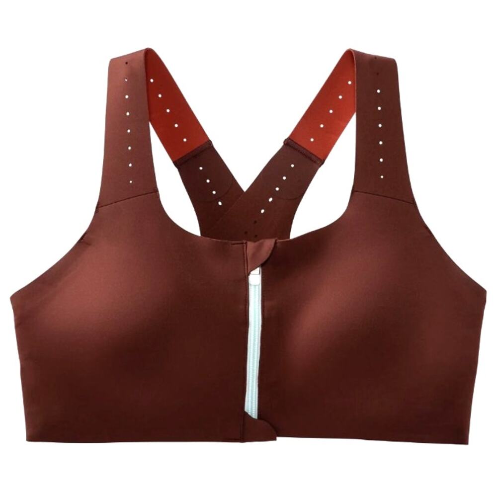 BROOKS Dare Zip Run Bra 2.0 NWT Size 32 C/D Raisin Ice Blue High Impact Running